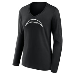 Women's Personalized Name & Number Monochrome Long Sleeve V-Neck T-Shirt - Los Angeles Chargers