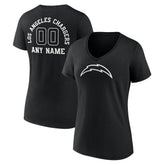 Women's Personalized Name & Number Monochrome V-Neck T-Shirt - Los Angeles Chargers