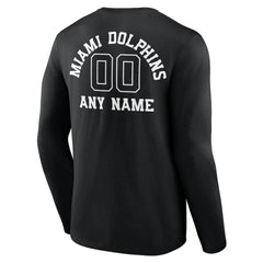 Personalized Name & Number Monochrome Long Sleeve T-Shirt - Miami Dolphins