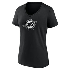 Women's Personalized Name & Number Monochrome V-Neck T-Shirt - Miami Dolphins