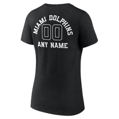 Women's Personalized Name & Number Monochrome V-Neck T-Shirt - Miami Dolphins