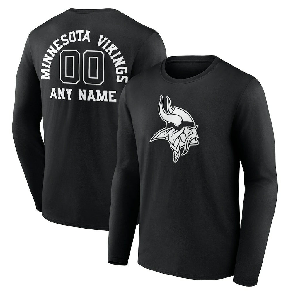 Personalized Name & Number Monochrome Long Sleeve T-Shirt - Minnesota Vikings
