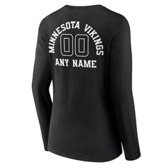 Women's Personalized Name & Number Monochrome Long Sleeve V-Neck T-Shirt - Minnesota Vikings