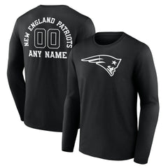 Personalized Name & Number Monochrome Long Sleeve T-Shirt - New England Patriots