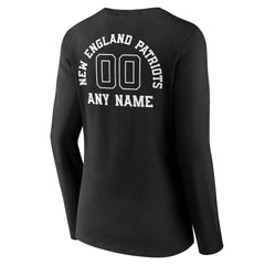 Women's Personalized Name & Number Monochrome Long Sleeve V-Neck T-Shirt - New England Patriots