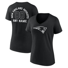 Women's Personalized Name & Number Monochrome V-Neck T-Shirt - New England Patriots