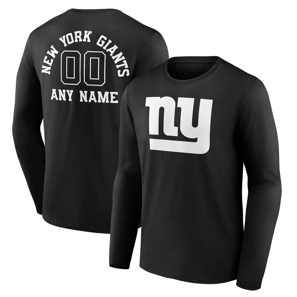 Personalized Name & Number Monochrome Long Sleeve T-Shirt - New York Giants