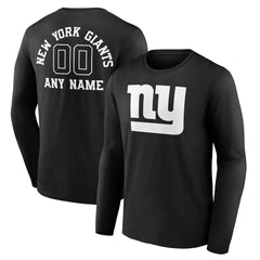 Personalized Name & Number Monochrome Long Sleeve T-Shirt - New York Giants
