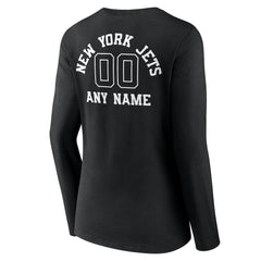 Women's Personalized Name & Number Monochrome Long Sleeve V-Neck T-Shirt - New York Jets