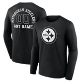 Personalized Name & Number Monochrome Long Sleeve T-Shirt - Pittsburgh Steelers