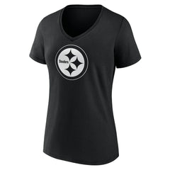 Women's Personalized Name & Number Monochrome V-Neck T-Shirt - Pittsburgh Steelers