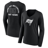 Women's Personalized Name & Number Monochrome Long Sleeve V-Neck T-Shirt - Tampa Bay Buccaneers