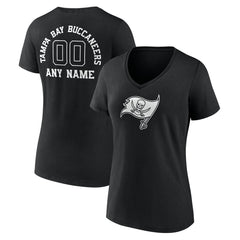 Women's Personalized Name & Number Monochrome V-Neck T-Shirt - Tampa Bay Buccaneers