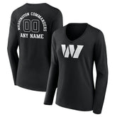 Women's Personalized Name & Number Monochrome Long Sleeve V-Neck T-Shirt - Washington Commanders