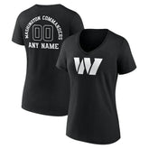 Women's Personalized Name & Number Monochrome V-Neck T-Shirt - Washington Commanders