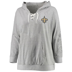 Women's Plus Size Lace-up Pullover Hoodie - New Orleans Saints