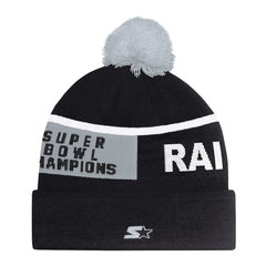 Starter Unisex Chyron Cuffed Knit Hat with Pom - Las Vegas Raiders