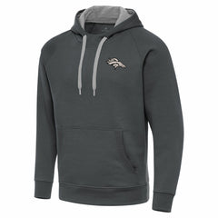 Antigua Brushed Carbon Victory Pullover Hoodie - Denver Broncos