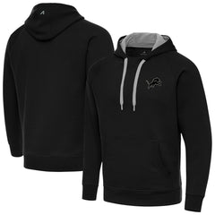 Antigua Brushed Carbon Victory Pullover Hoodie - Detroit Lions