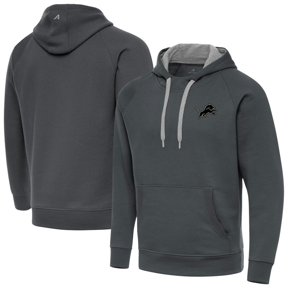 Antigua Brushed Carbon Victory Pullover Hoodie - Detroit Lions