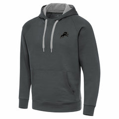 Antigua Brushed Carbon Victory Pullover Hoodie - Detroit Lions