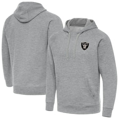 Antigua Brushed Carbon Victory Pullover Hoodie - Las Vegas Raiders