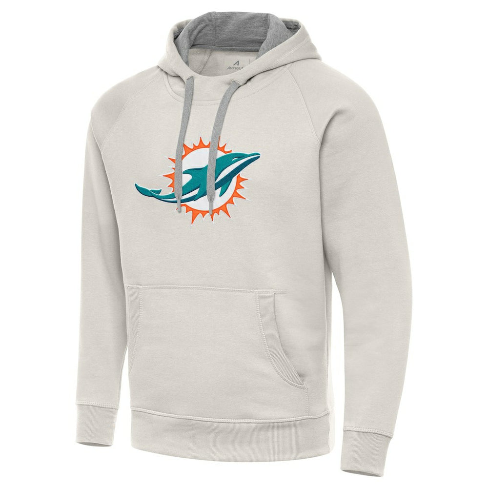 Antigua Victory Raglan Pullover Hoodie - Miami Dolphins
