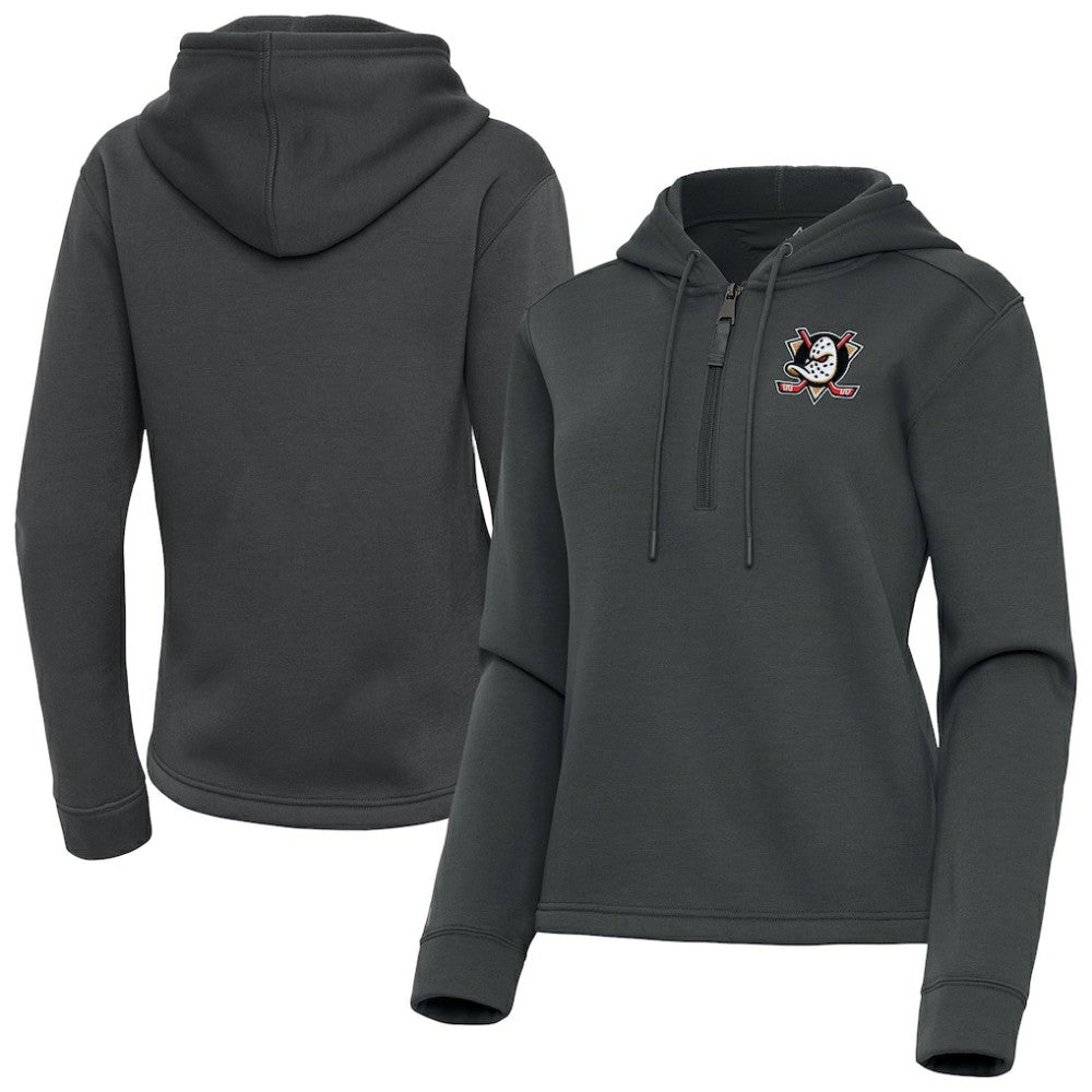 NHL Pewter Anaheim Ducks Antigua Women's Contemporary Quarter-Zip Hoodie
