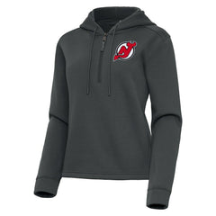 NHL Pewter New Jersey Devils Antigua Women's Contemporary Quarter-Zip Hoodie