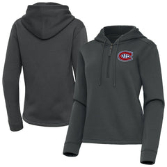 NHL Pewter Montreal Canadiens Antigua Women's Contemporary Quarter-Zip Hoodie