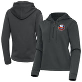 NHL Pewter New York Islanders Antigua Women's Contemporary Quarter-Zip Hoodie