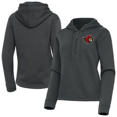 NHL Pewter Ottawa Senators Antigua Women's Contemporary Quarter-Zip Hoodie