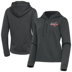 NHL Pewter Washington Capitals Antigua Women's Contemporary Quarter-Zip Hoodie