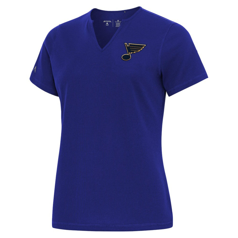 NHL Blue St. Louis Blues Antigua Traveler Rib V-Neck T-Shirt
