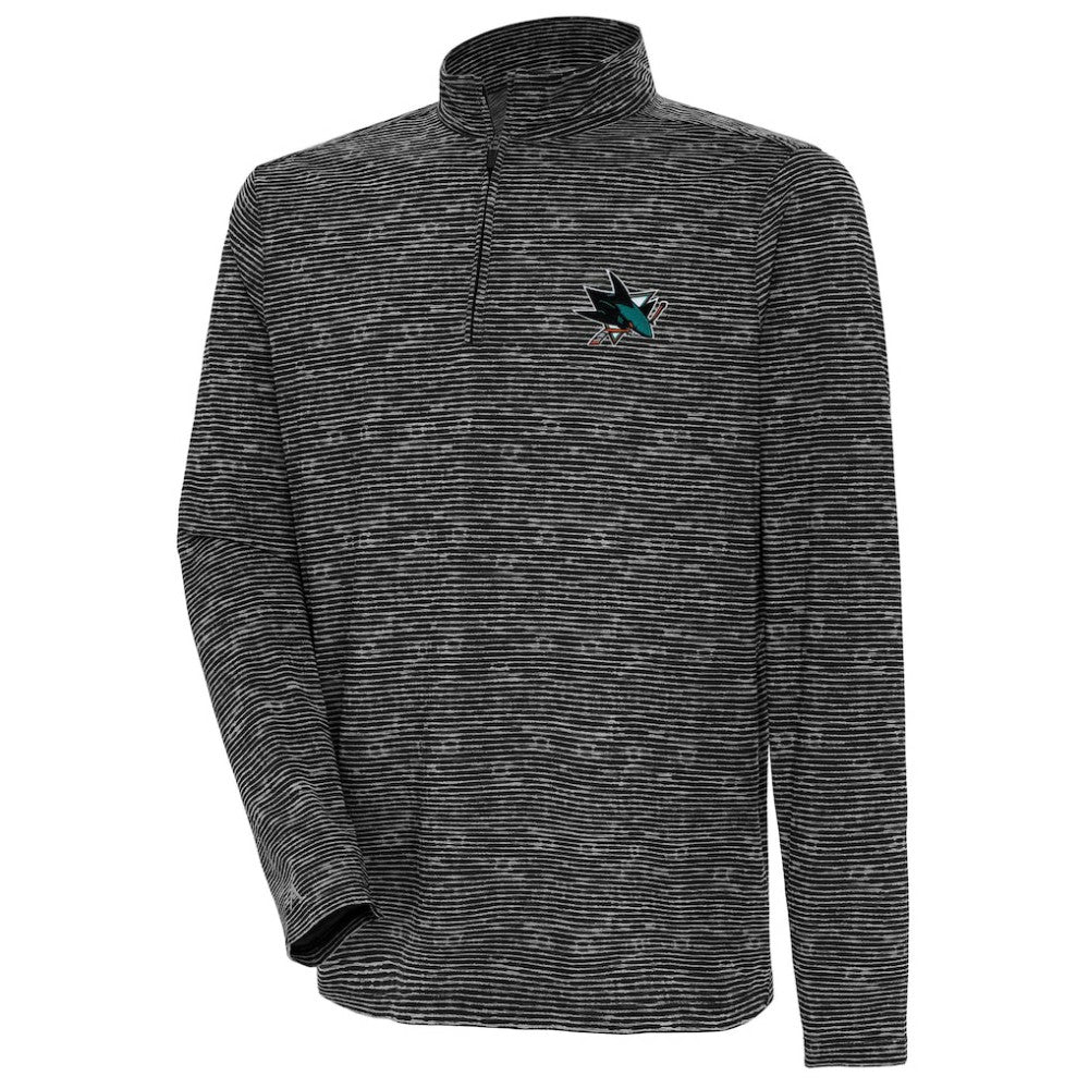 NHL Heather Black Men's San Jose Sharks Antigua Determined Quarter-Zip Sweatshirt