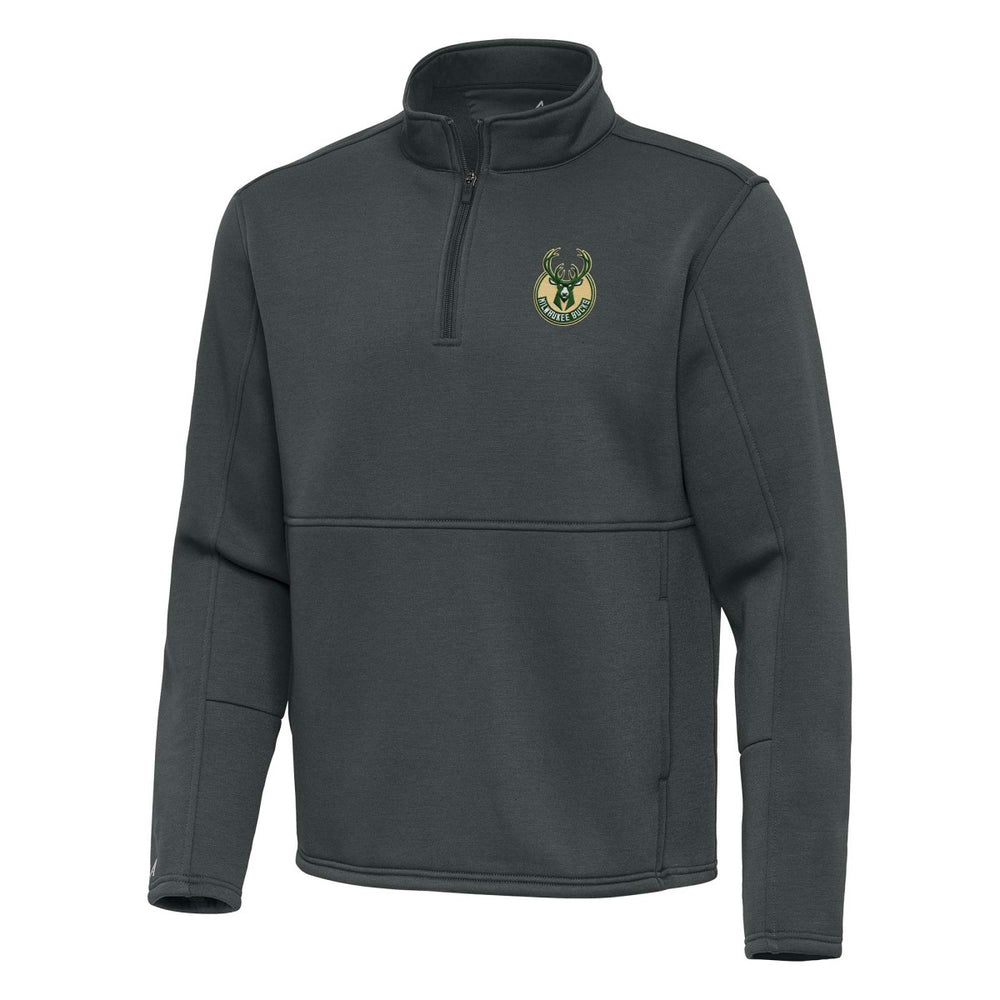 NBA Milwaukee Bucks Antigua Twist Quarter-Zip Pullover Top - Pewter for sale