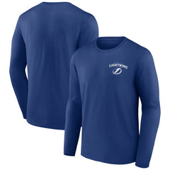 NHL This item will ship within 2 business days. Tampa Bay Lightning Blue Team Lockup Long Sleeve T-Shirt