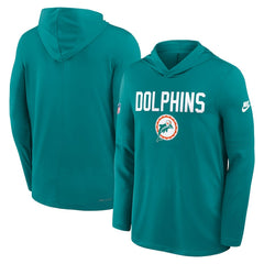 Sideline Pass Accuracy Dri-FIT Long Sleeve Hoodie T-Shirt - Miami Dolphins
