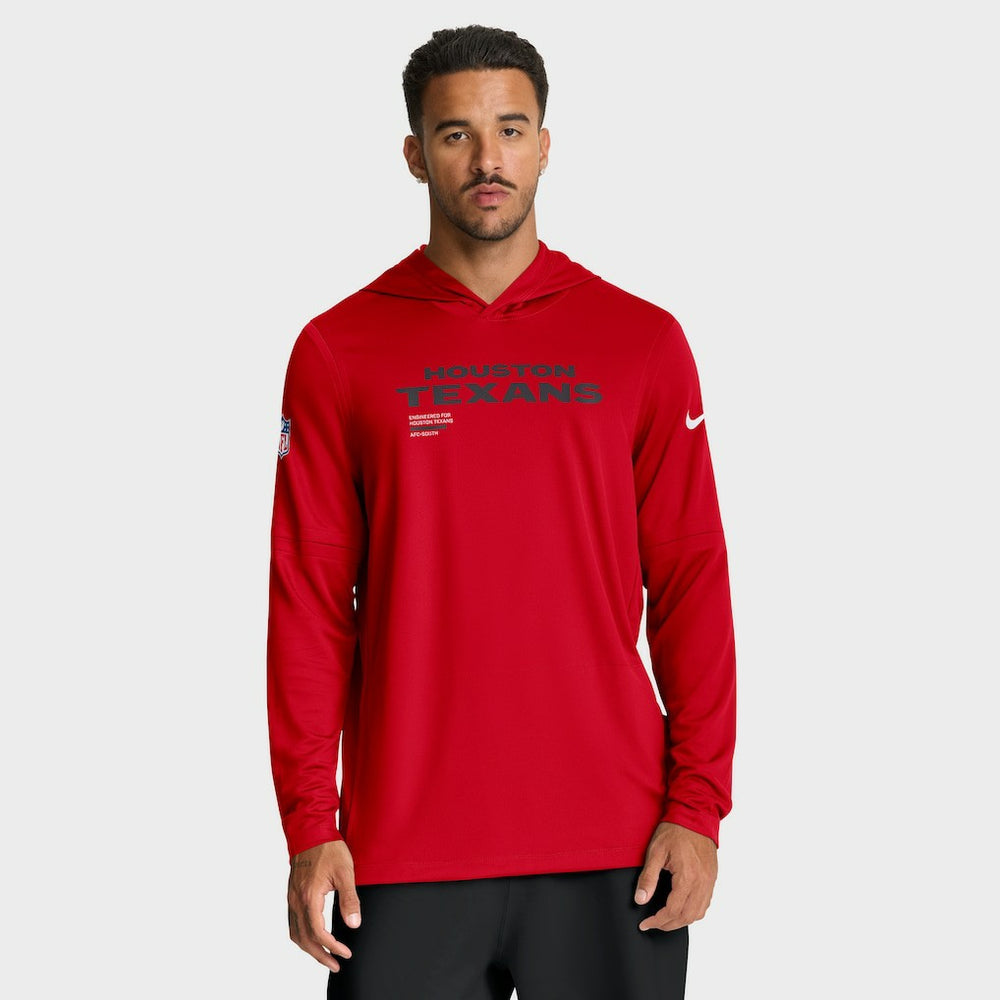Sideline Pure Fury Performance Long Sleeve Hoodie T-Shirt - Houston Texans