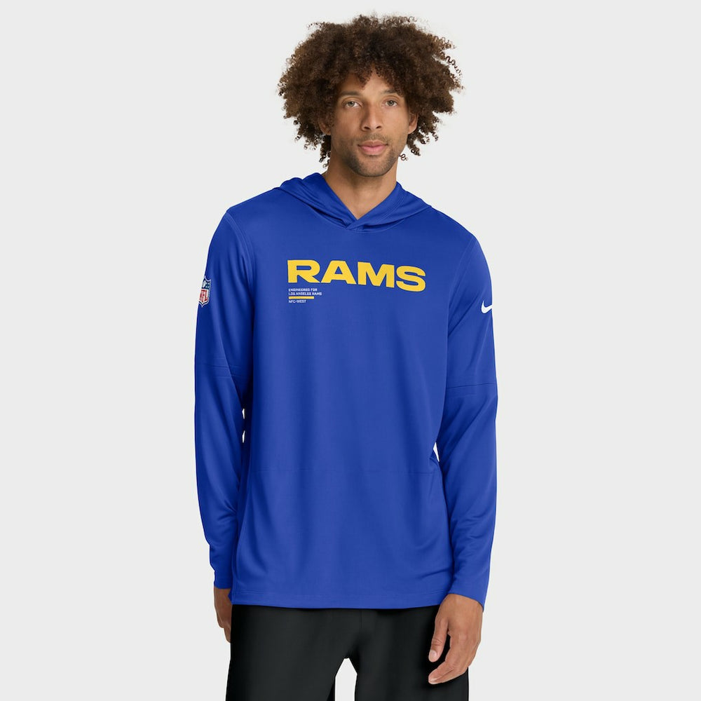 Sideline Pure Fury Performance Long Sleeve Hoodie T-Shirt - Los Angeles Rams