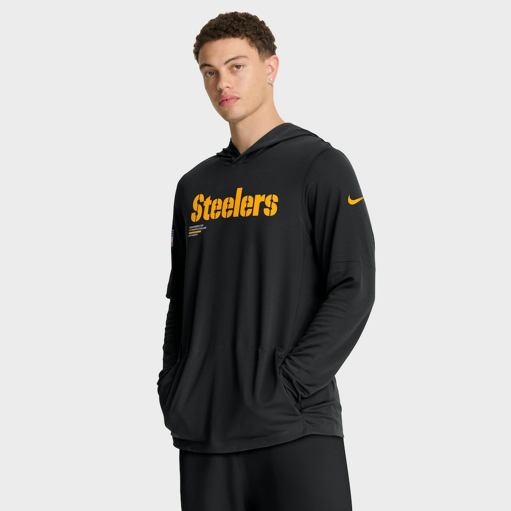 Sideline Pure Fury Performance Long Sleeve Hoodie T-Shirt - Pittsburgh Steelers