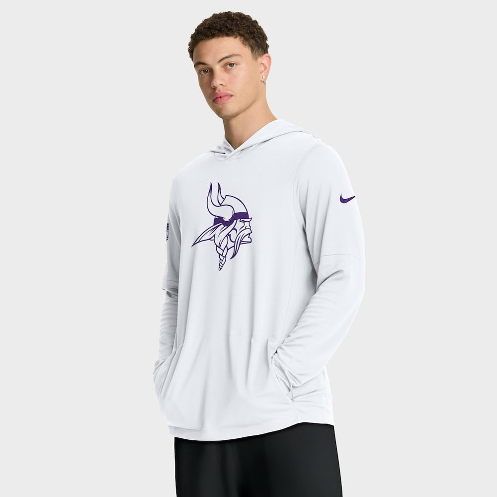 Sideline Option Read Dri-FIT Long Sleeve Hoodie T-Shirt - Minnesota Vikings