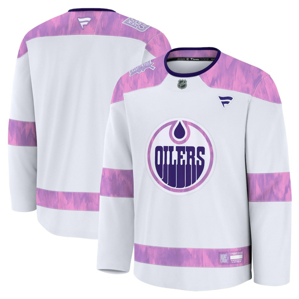 NHL White Edmonton Oilers Fanatics 2024 Hockey Fights Cancer Practice Jersey