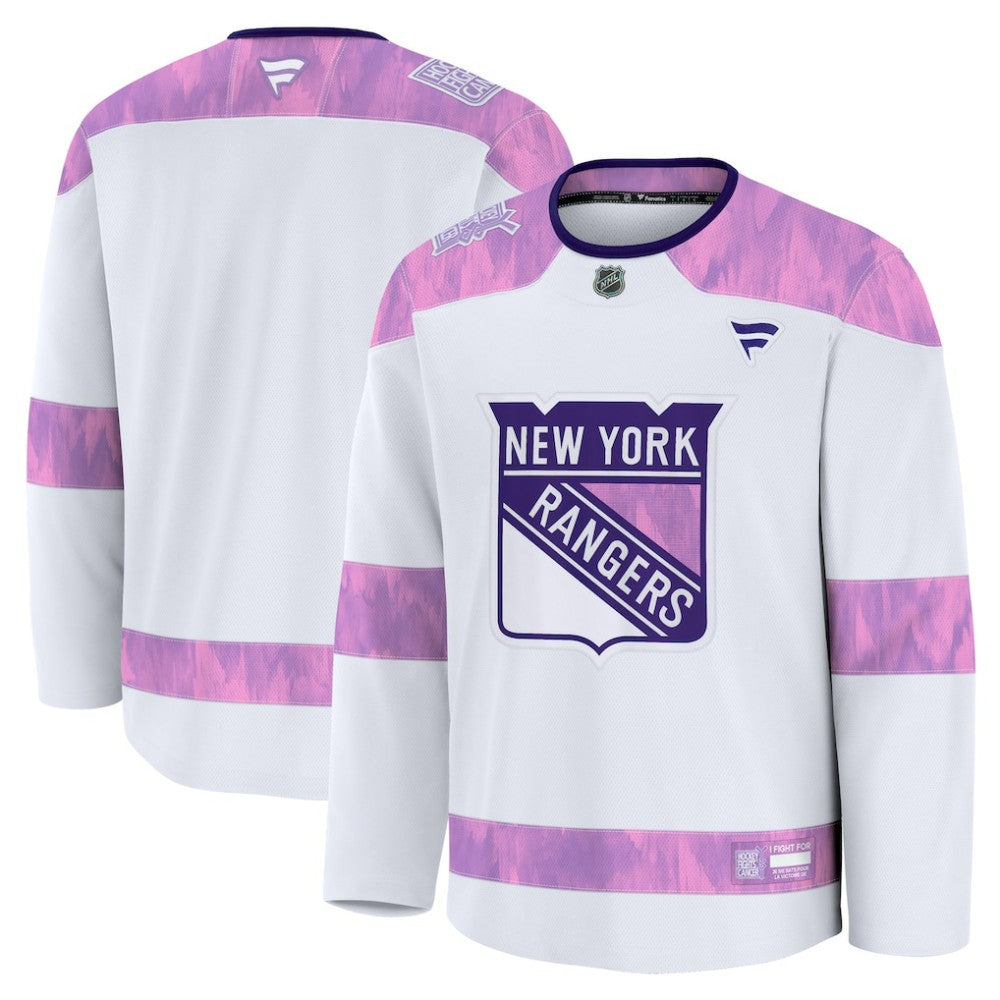 NHL White New York Rangers Fanatics 2024 Hockey Fights Cancer Practice Jersey
