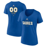 NHL Royal Buffalo Sabres Women's Personalized Name & Number Midfielder V-Neck T-Shirt