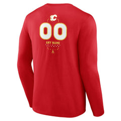 NHL Red Calgary Flames Personalized Name & Number Midfielder Long Sleeve T-Shirt