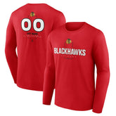 NHL Red Chicago Blackhawks Personalized Name & Number Midfielder Long Sleeve T-Shirt