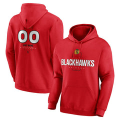 NHL Red Chicago Blackhawks Personalized Name & Number Midfielder Pullover Hoodie