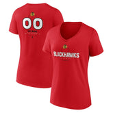 NHL Red Chicago Blackhawks Women's Personalized Name & Number Midfielder V-Neck T-Shirt