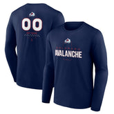 NHL Navy Colorado Avalanche Personalized Name & Number Midfielder Long Sleeve T-Shirt